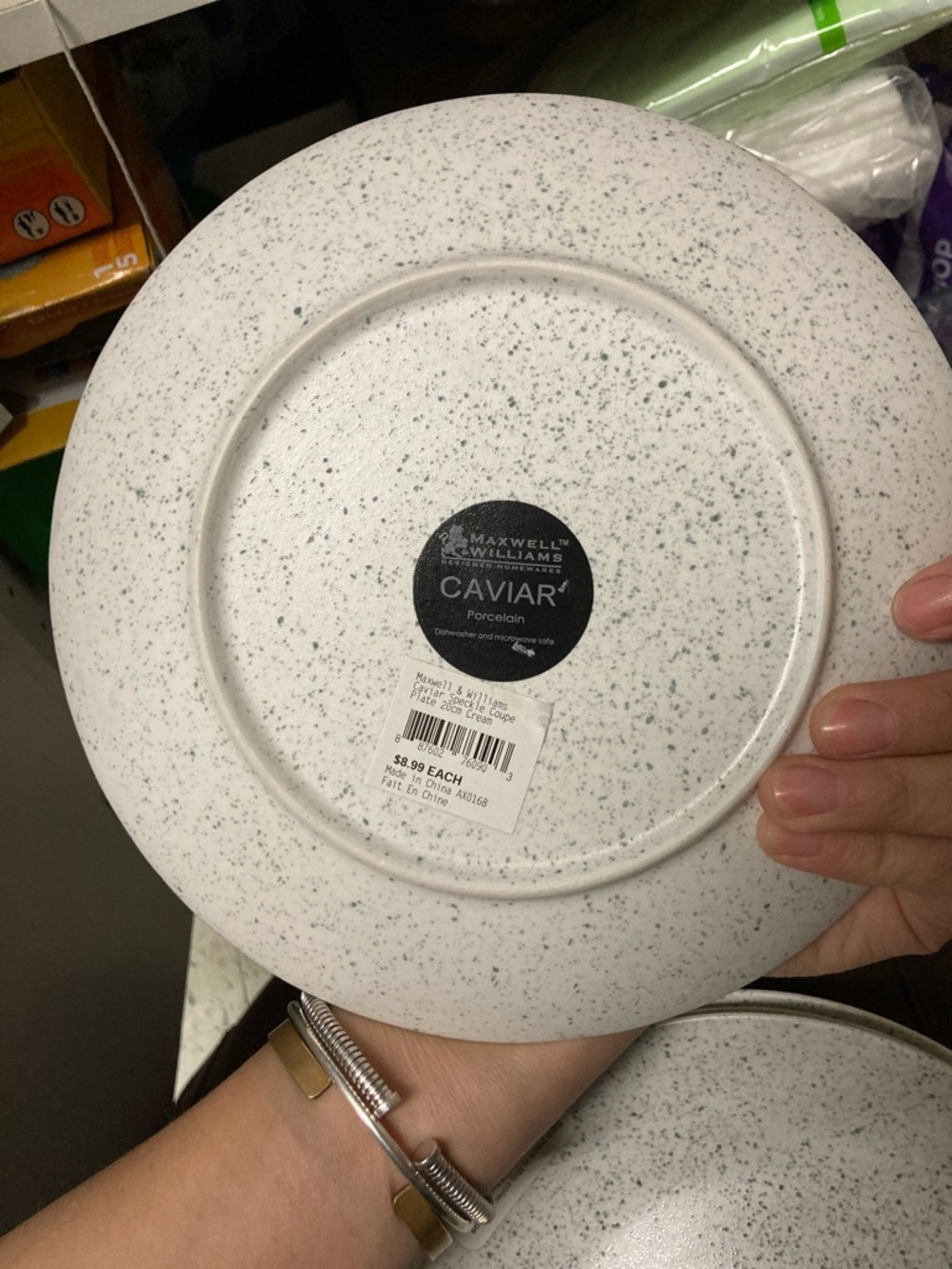 Maxwell Williams Caviar Porcelain Speckled White plates 20cm set of 4